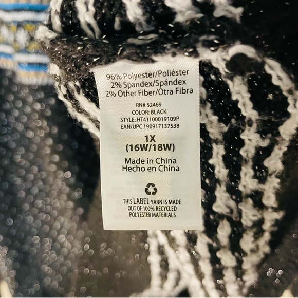 Holiday Time black white polar bear unisex sweater 1X  cold winter Christmas - Picture 4 of 9